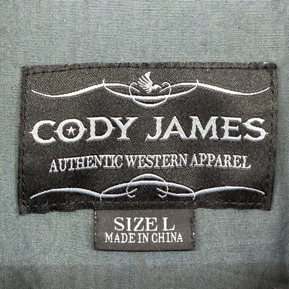 Cody James Shirt Mens Large CMH16W9 Regular Fit Grey Paisley Western EUC - Picture 3 of 11